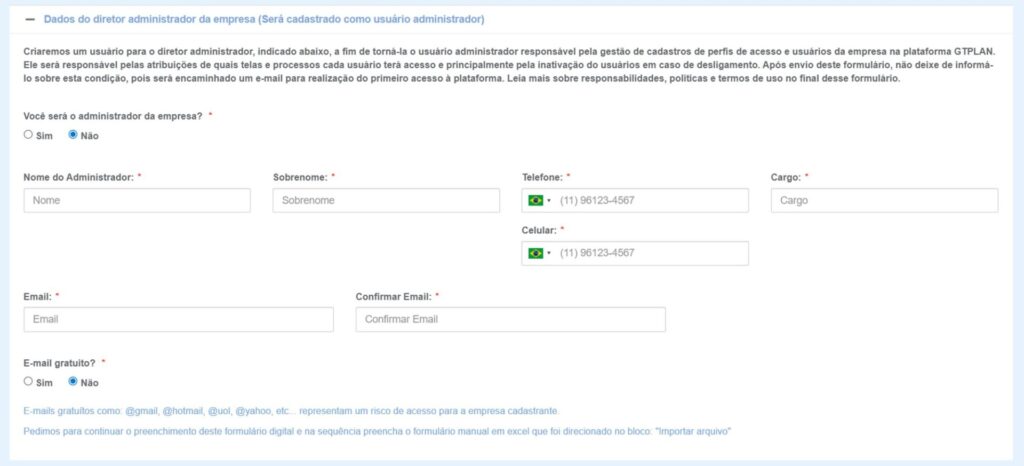 Dados do Diretor Administrador