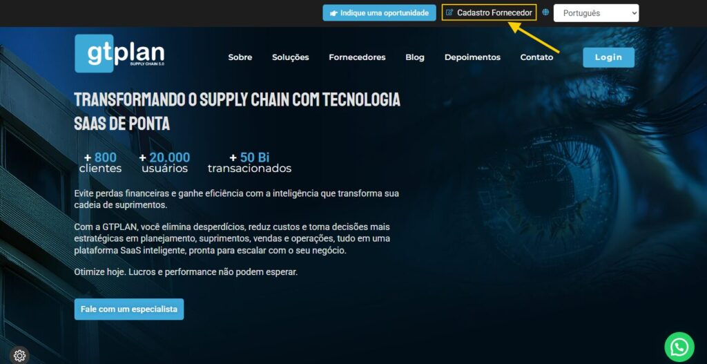 home - cadastro fornecedor GTPLAN